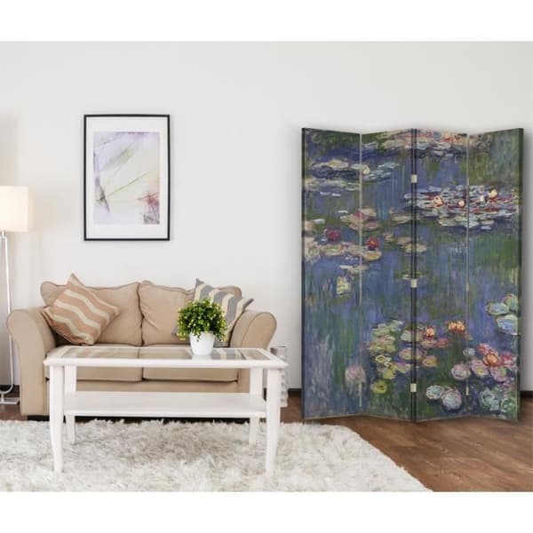 Legendarte - Skärm - Skiljevägg med recto / verso Print Näckrosor - Claude Monet cm. 145x170 (4x)