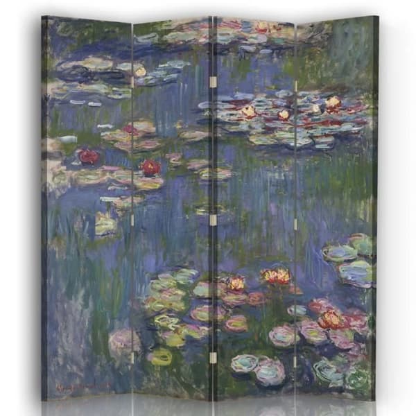 Legendarte - Skärm - Skiljevägg med recto / verso Print Näckrosor - Claude Monet cm. 145x170 (4x)