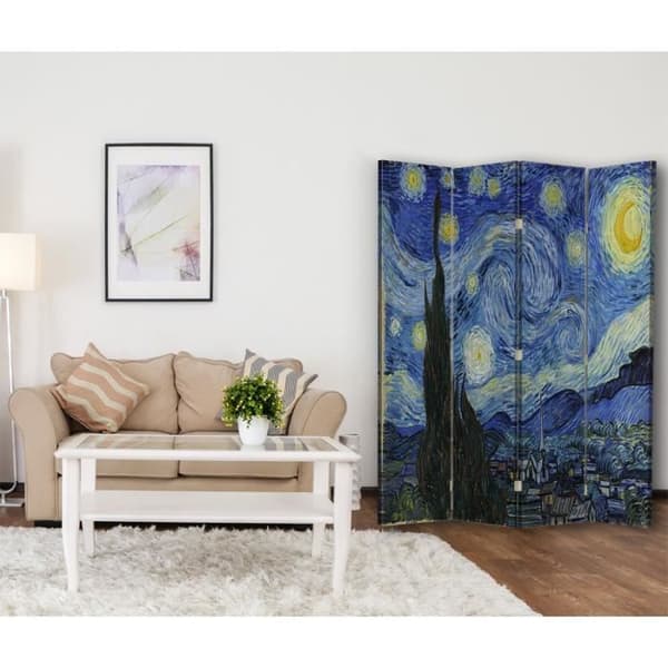 Legendarte - Skärm - Skiljevägg med tryck på båda sidor Starry Night - Vincent Van Gogh cm. 145x170 (4x)