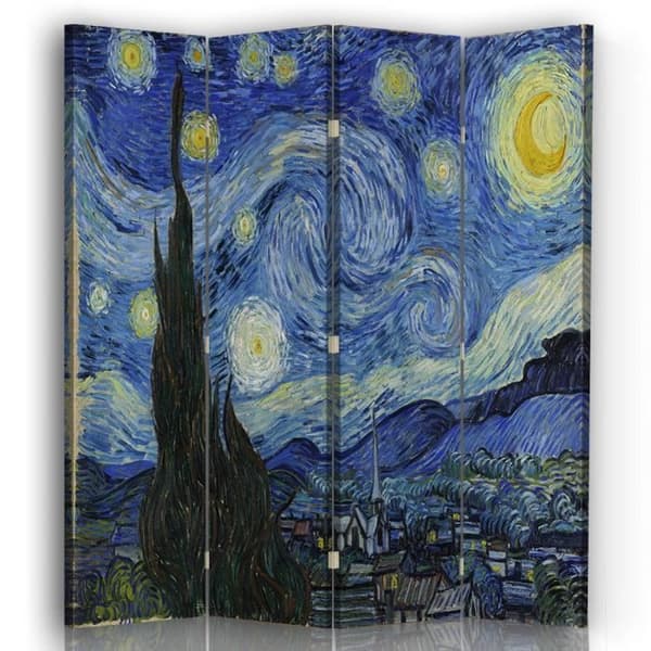 Legendarte - Skärm - Skiljevägg med tryck på båda sidor Starry Night - Vincent Van Gogh cm. 145x170 (4x)