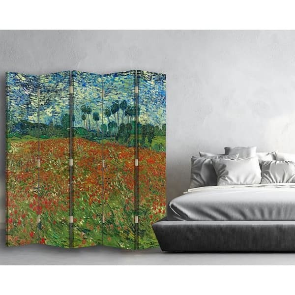 Legendarte - Skärm - Skiljevägg med dubbelsidigt tryck Le Champ des Coquelicots - Vincent Van Gogh cm. 180x170 (5x)