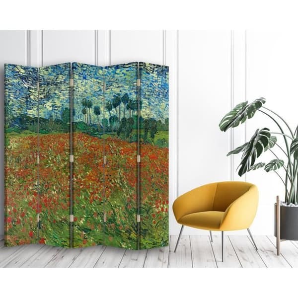 Legendarte - Skärm - Skiljevägg med dubbelsidigt tryck Le Champ des Coquelicots - Vincent Van Gogh cm. 180x170 (5x)
