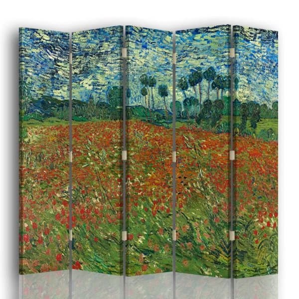 Legendarte - Skärm - Skiljevägg med dubbelsidigt tryck Le Champ des Coquelicots - Vincent Van Gogh cm. 180x170 (5x)