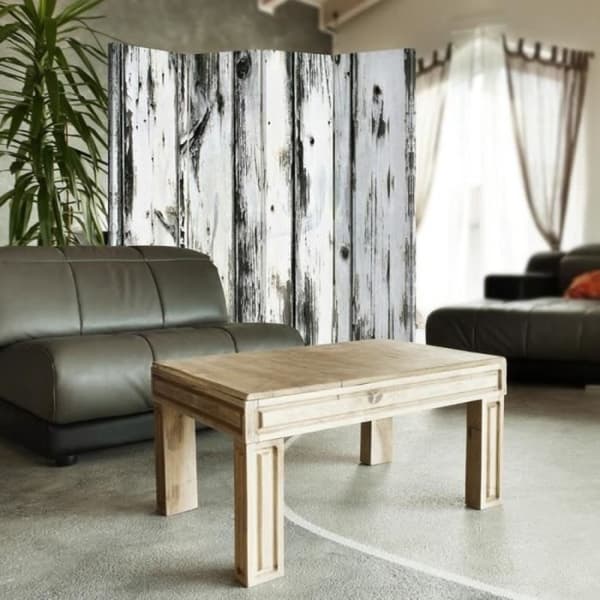 Legendarte - Skärm - Skiljevägg med tryck på båda sidor Rustikt trä cm. 145x170 (4x)