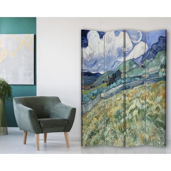 Legendarte - Skärm - Skiljevägg med fram-/baksida Print Vy över Saint-Rémy - Vincent Van Gogh cm. 145x170 (4x)
