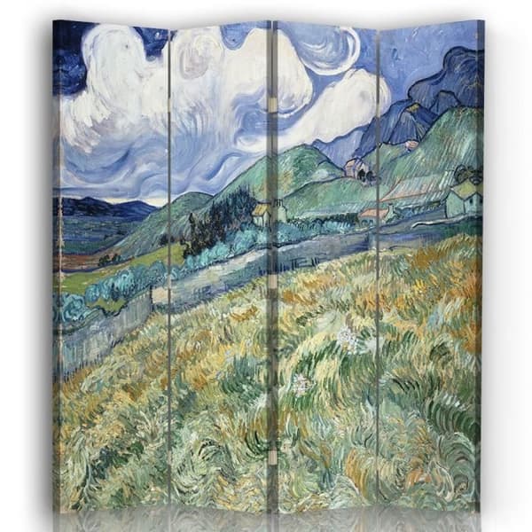 Legendarte - Skärm - Skiljevägg med fram-/baksida Print Vy över Saint-Rémy - Vincent Van Gogh cm. 145x170 (4x)