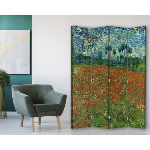 Legendarte - Skärm - Skiljevägg med dubbelsidigt tryck Le Champ des Coquelicots - Vincent Van Gogh cm. 145x170 (4x)