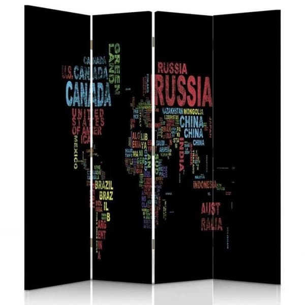 Legendarte - Skärm - Partition med recto / verso Världskarta cm. 145x170 (4x)