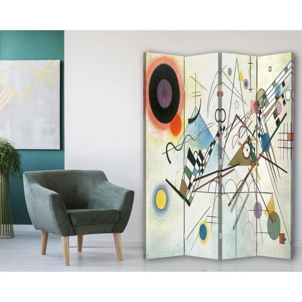 Legendarte - Skärm - Skiljevägg med Recto / verso Print Composition VIII - Wassily Kandinsky cm. 145x170 (4x)