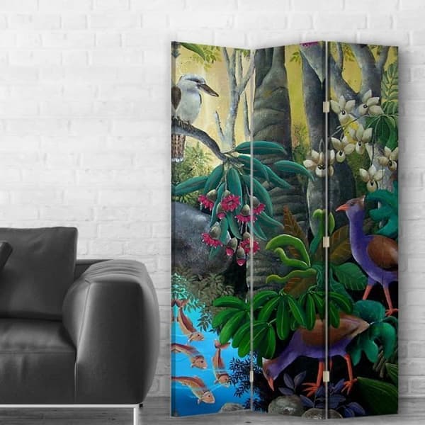 Animals at the River Screen - Dekorativ invändig skiljevägg - 110x150cm