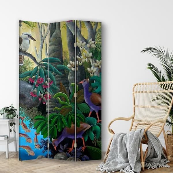 Animals at the River Screen - Dekorativ invändig skiljevägg - 110x150cm