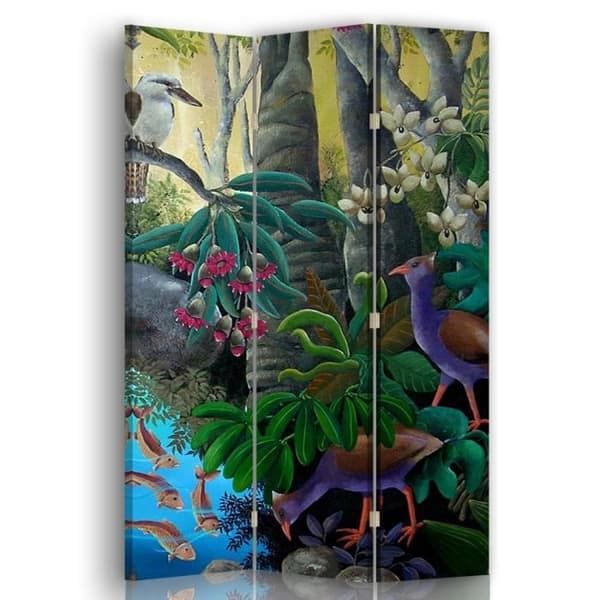 Animals at the River Screen - Dekorativ invändig skiljevägg - 110x150cm