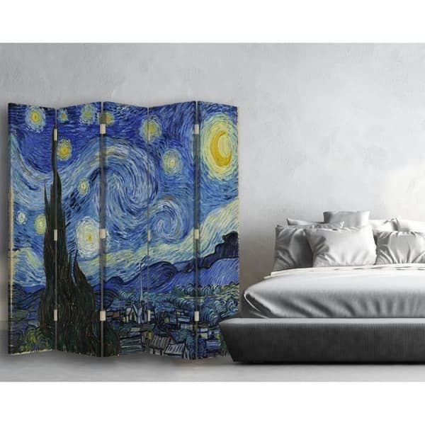 Legendarte - Skärm - Skiljevägg med tryck på båda sidor Starry Night - Vincent Van Gogh cm. 180x170 (5x)