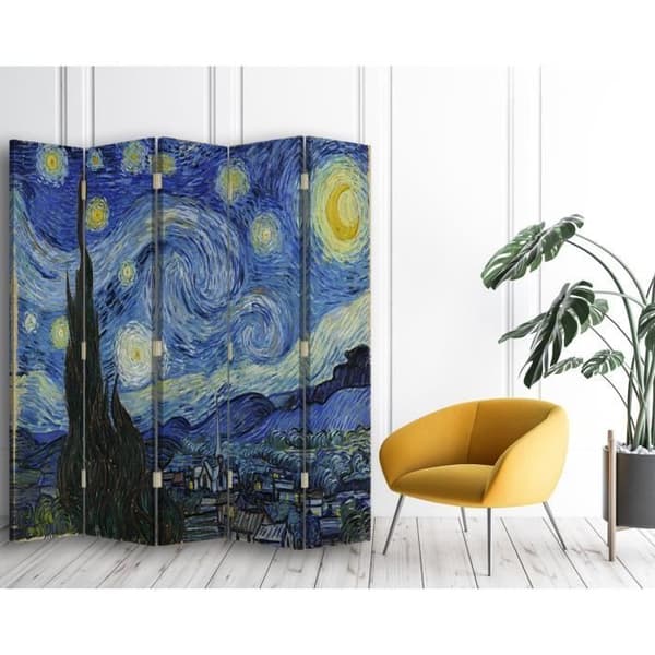 Legendarte - Skärm - Skiljevägg med tryck på båda sidor Starry Night - Vincent Van Gogh cm. 180x170 (5x)