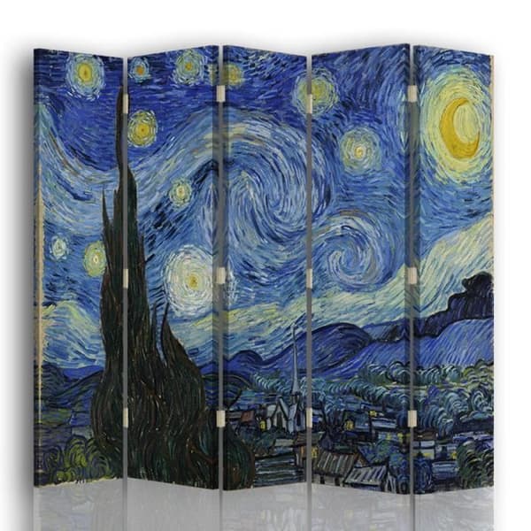 Legendarte - Skärm - Skiljevägg med tryck på båda sidor Starry Night - Vincent Van Gogh cm. 180x170 (5x)