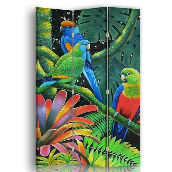 Colorful Parrots Screen - Dekorativ inomhusvägg - 110x150cm