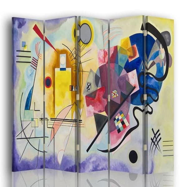 Legendarte - Skärm - Skiljevägg med tryck fram/bak gul, röd, blå - Wassily Kandinsky cm. 180x170 (5x)
