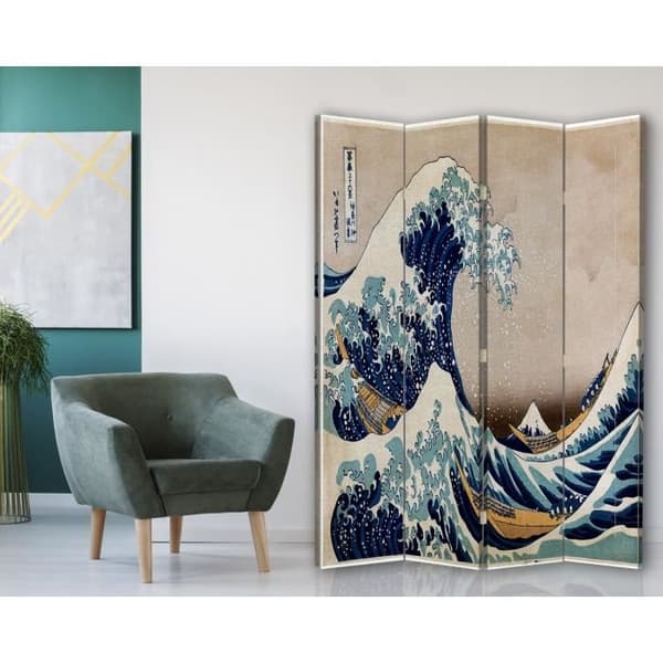 Legendarte - Skärm - Skiljevägg med dubbelsidigt tryck The Great Wave Off Kanagawa - Katsushika Hokusai cm. 145x170 (4x