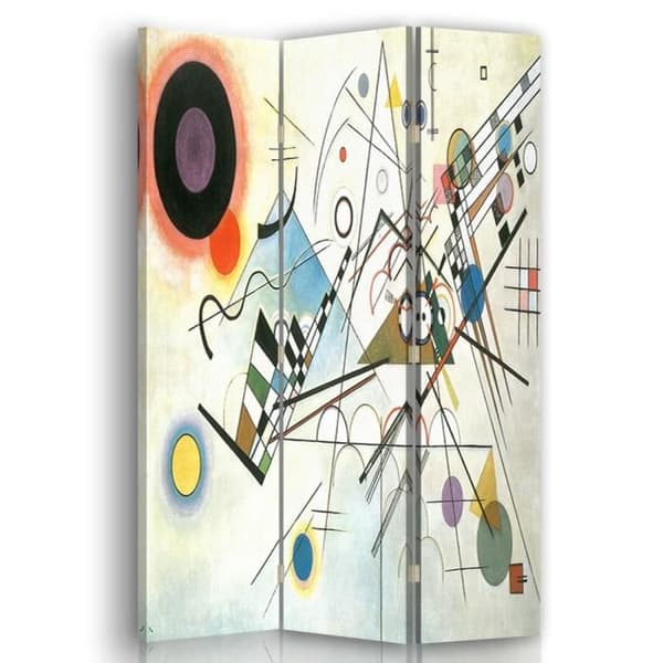 Legendarte - Skärm - Skiljevägg med Recto / verso Print Composition VIII - Wassily Kandinsky cm. 110x150 (3x)