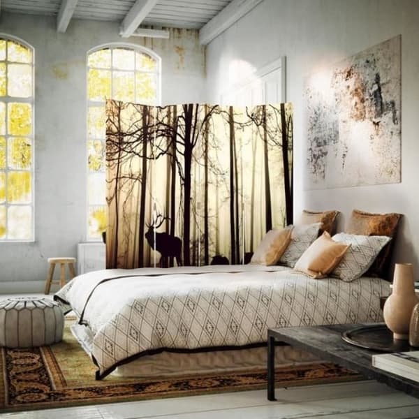 Legendarte - Skärm - Skiljevägg med Front / Back Print Stag Silhouette cm. 145x170 (4x)