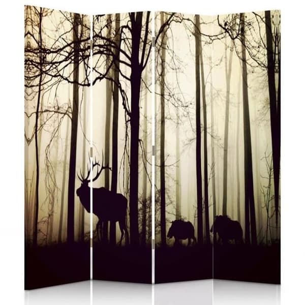 Legendarte - Skärm - Skiljevägg med Front / Back Print Stag Silhouette cm. 145x170 (4x)