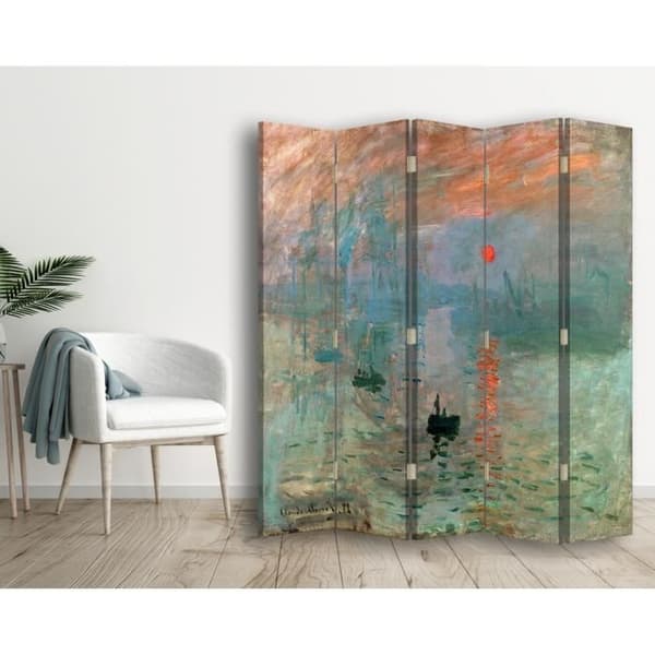 Legendarte - Skärm - Partition med dubbelsidig utskrift. Rising Sun - Claude Monet cm. 180x170 (5x)