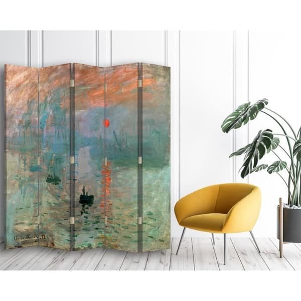 Legendarte - Skärm - Partition med dubbelsidig utskrift. Rising Sun - Claude Monet cm. 180x170 (5x)