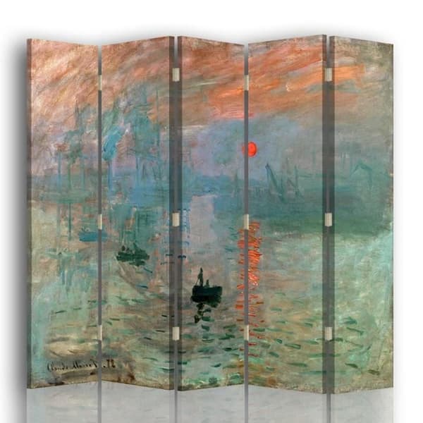 Legendarte - Skärm - Partition med dubbelsidig utskrift. Rising Sun - Claude Monet cm. 180x170 (5x)