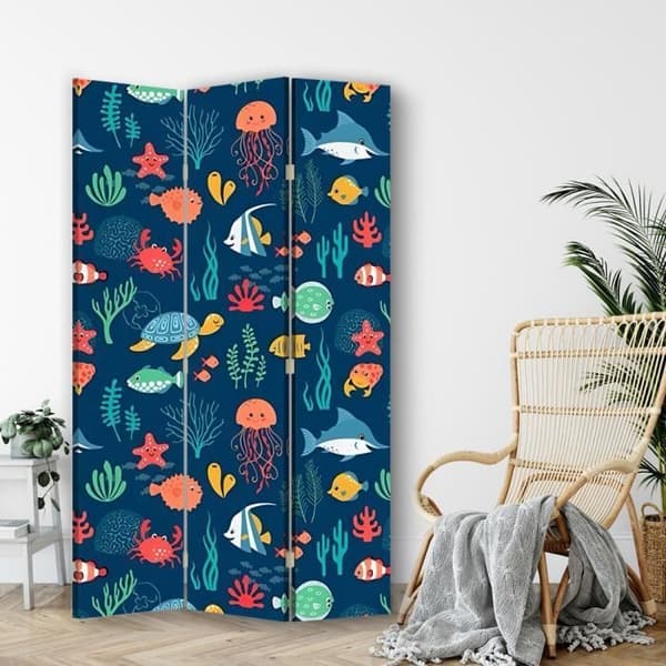 Fish Pattern Screen - Dekorativ inomhusvägg - 110x150cm