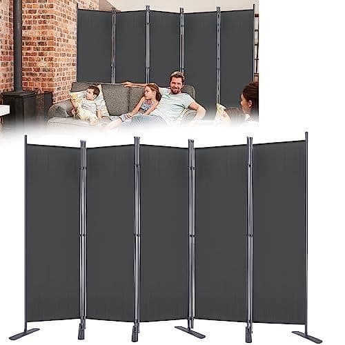 Paravent - LZQ - 280 x 180 cm - Flexibel och justerbar - 100% polyester - Bas i mörkgrått järn