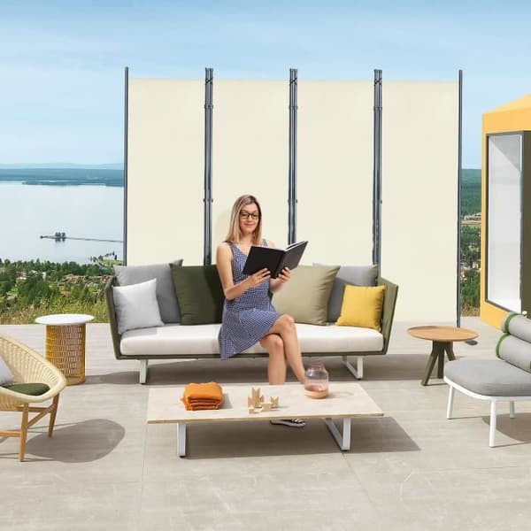 Paravent - XMTECH - 4 Paneler - Fällbar - Polyester - 225 x 180 cm - Beige