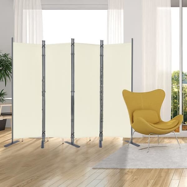 Paravent - XMTECH - 4 Paneler - Fällbar - Polyester - 225 x 180 cm - Beige