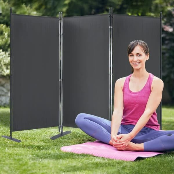 Paravent - XMTECH - 3 Paneler - Fällbar - Integritetsskydd - Antracit 275x180 cm