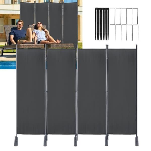 4-panelsskärm - XMTECH - Vikbar modell - Integritetsskydd - 225 x 180 cm - Antracit