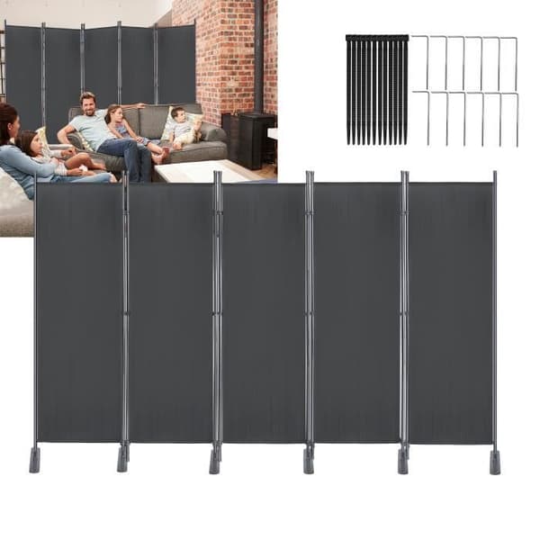 Skärm - XMTECH - 5 paneler - Vikbar - 280 x 180 cm - Antracit