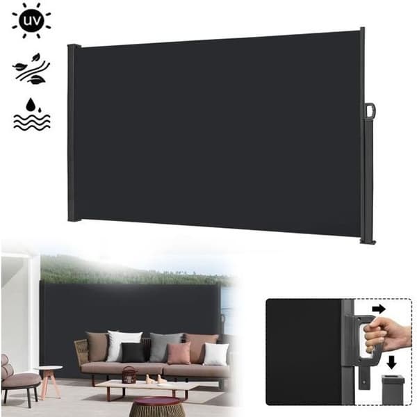 Fällbart Integritetsskydd - LZQ - 1,6 x 3 m - UV-skydd - Antracit