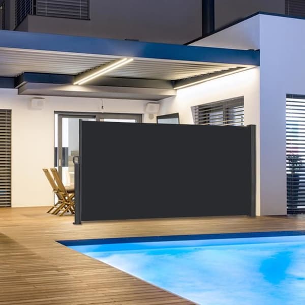Retractable Vindskydd - LZQ - Utrretriblerbart utomhusparaván - UV-skydd - 1,8 x 3 m - Antracit
