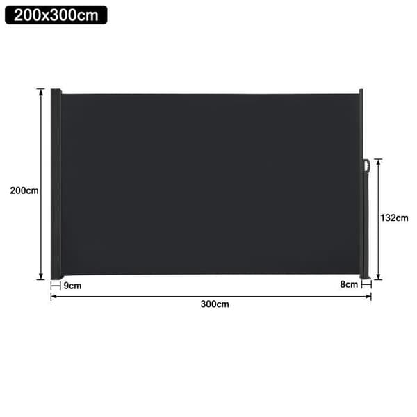 Retraktabel Vindskydd - LZQ - 2 x 3 m - UV-skydd - Polyester - Anthracit