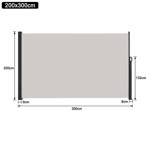 Retraktabel Screen - LZQ - 2 x 3 m - UV-skydd - Polyester - Ljusgrå