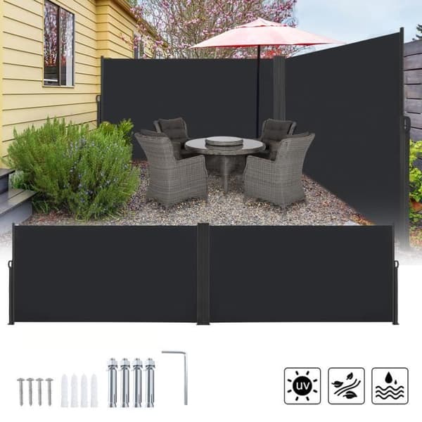Infällbar Privacy Screen - LZQ - 1,6 x 6 m - UV-skydd - Antracit