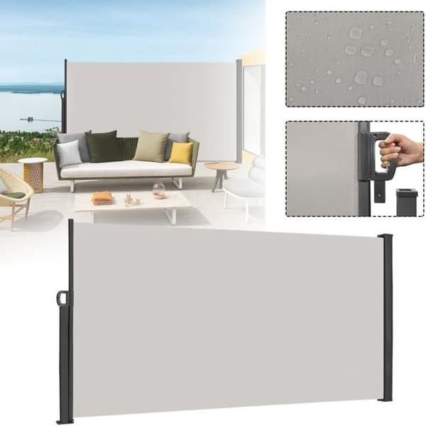 Infällbar Privacy Screen - LZQ - Ljusgrå - UV-skydd - 1,6 x 3 m