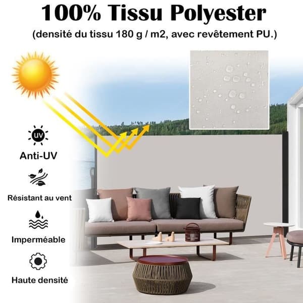 Fällbar avskärmning - LZQ - Utomhusparavent fällbar - UV-skydd - Ljusgrå