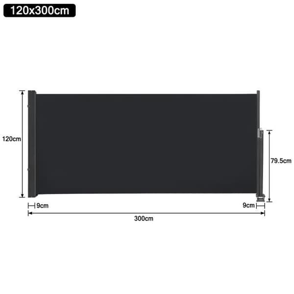 LZQ Infällbar Sekretessskärm, Infällbar utomhusskärm, Sidogardin för Balkong Terrass Trädgård - 120 x 300 cm, Antracit