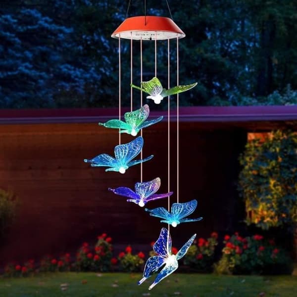 MAVURA LED Trädgårdslampa » LED-ljusshow Wind Chime Solfjärilar Lysande färgskiftande utomhus Lam