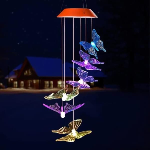 MAVURA LED Trädgårdslampa » LED-ljusshow Wind Chime Solfjärilar Lysande färgskiftande utomhus Lam