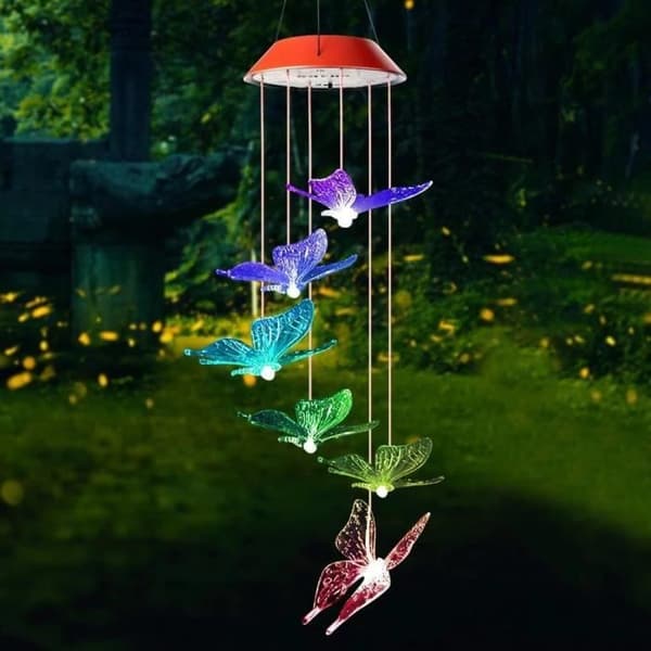 MAVURA LED Trädgårdslampa » LED-ljusshow Wind Chime Solfjärilar Lysande färgskiftande utomhus Lam