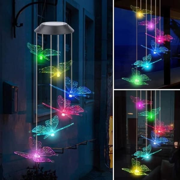 MAVURA LED Trädgårdslampa » LED-ljusshow Wind Chime Solfjärilar Lysande färgskiftande utomhus Lam