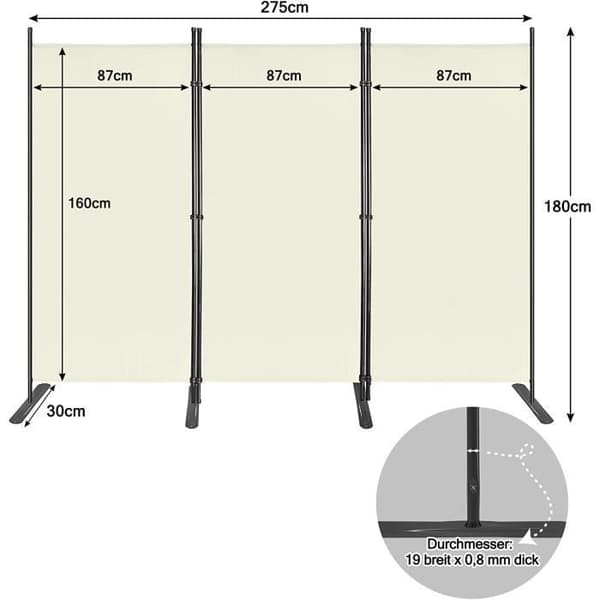 YUENFONG 275x180cm Skärm Sekretessskärm Utomhusskydd Skärm, Skiljevägg för trädgård, Balkong, Beige