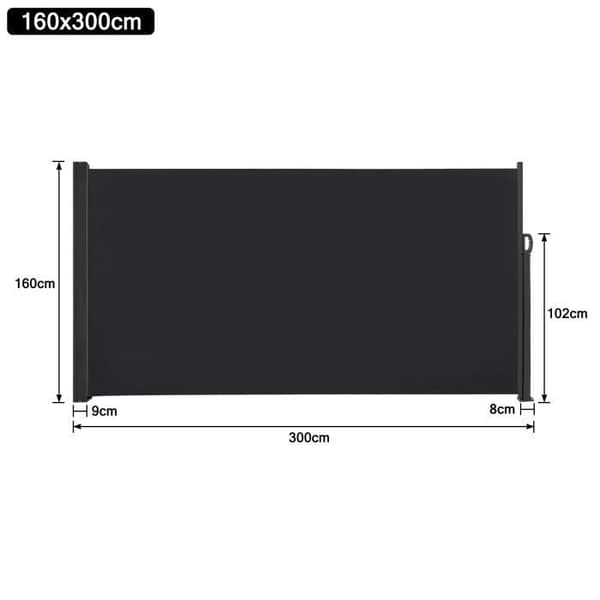 Utvändigt Utdragbart Förvaringsskydd LARS360 - Grå - 160x300 cm - Polyester och Aluminium - Solskydd och Insynsskydd