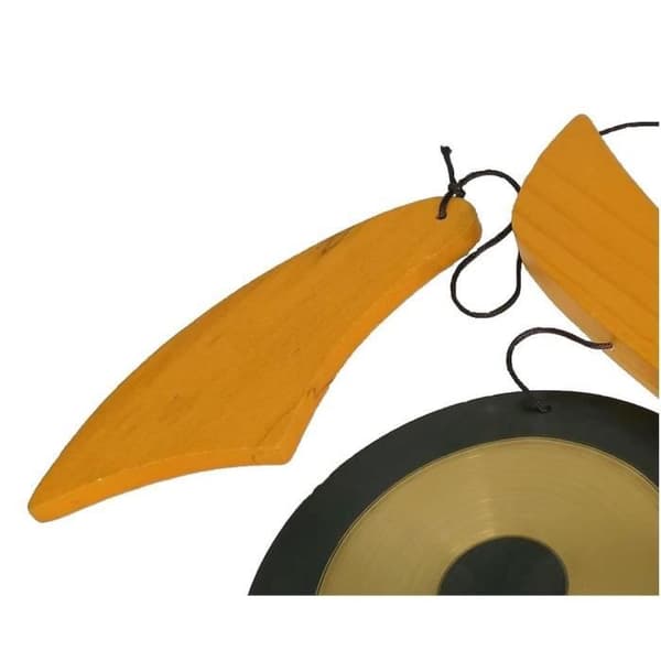 Asian Zen Chime - LA CHINEUSE - 12 cm Gong - Rått trä och koppar - Brunt och guld